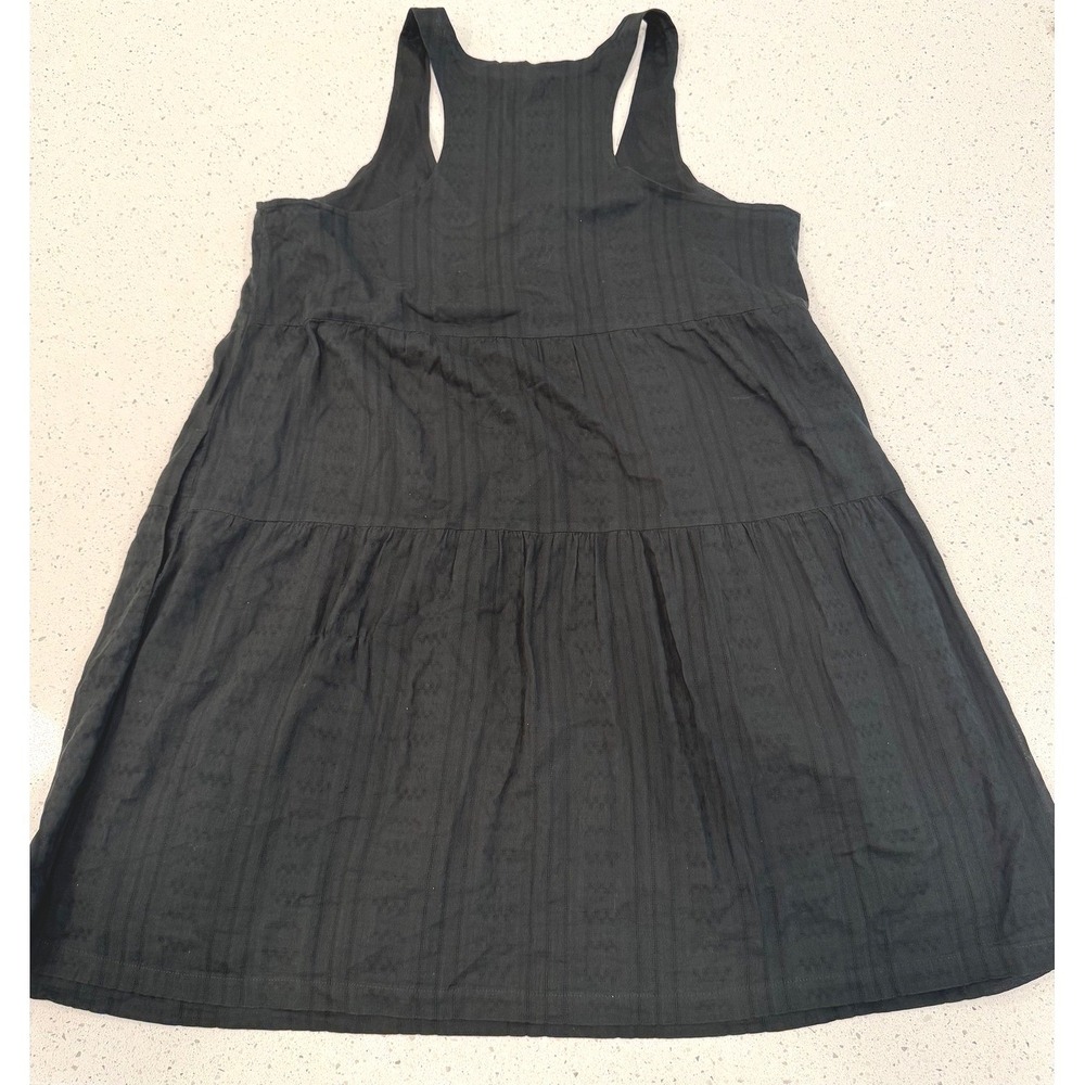 J.Crew Tiered Mini Dress Womens Medium Black Excellent Racerback Dobby Casual